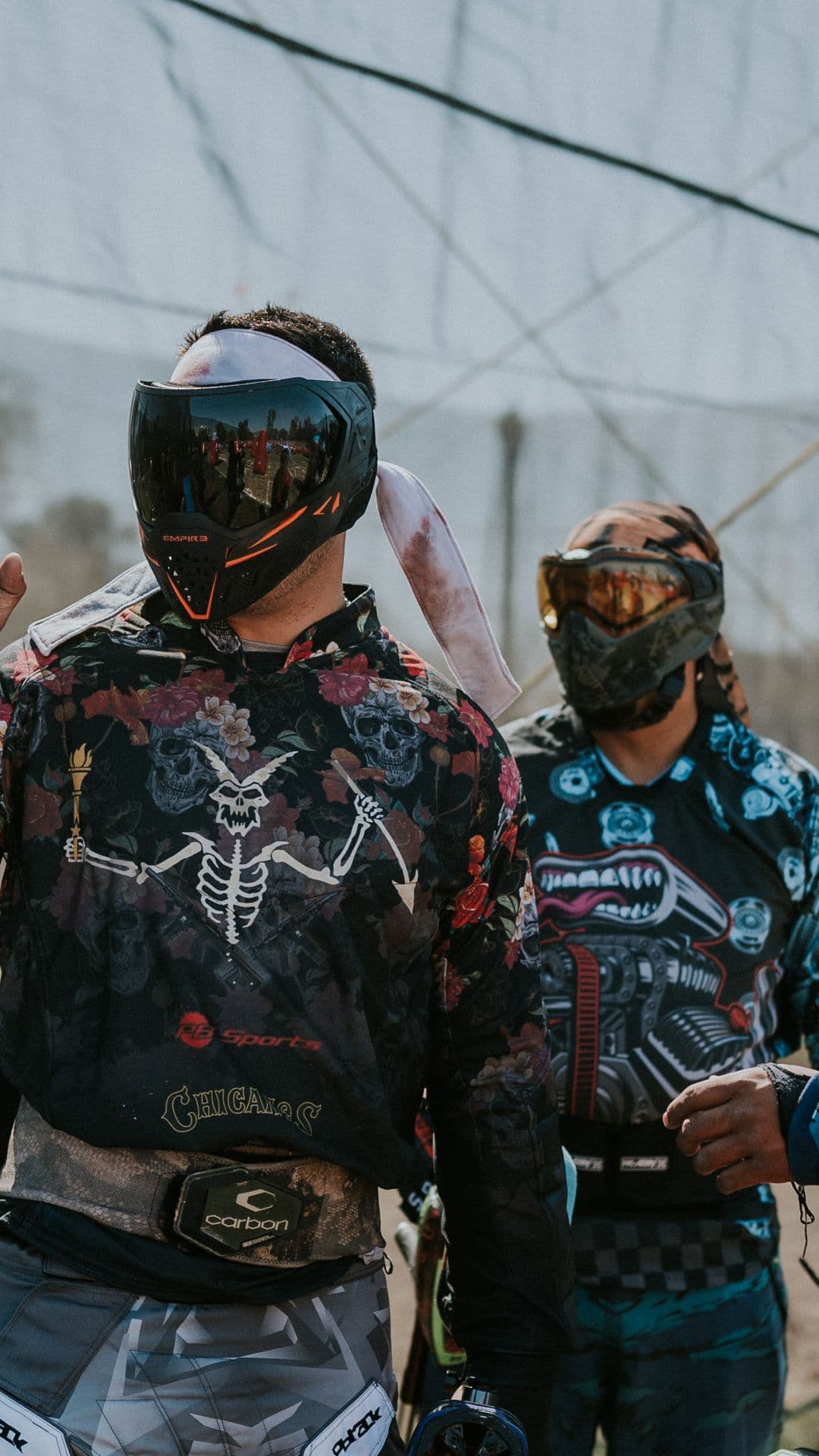 Squad in masks and goggles before the game