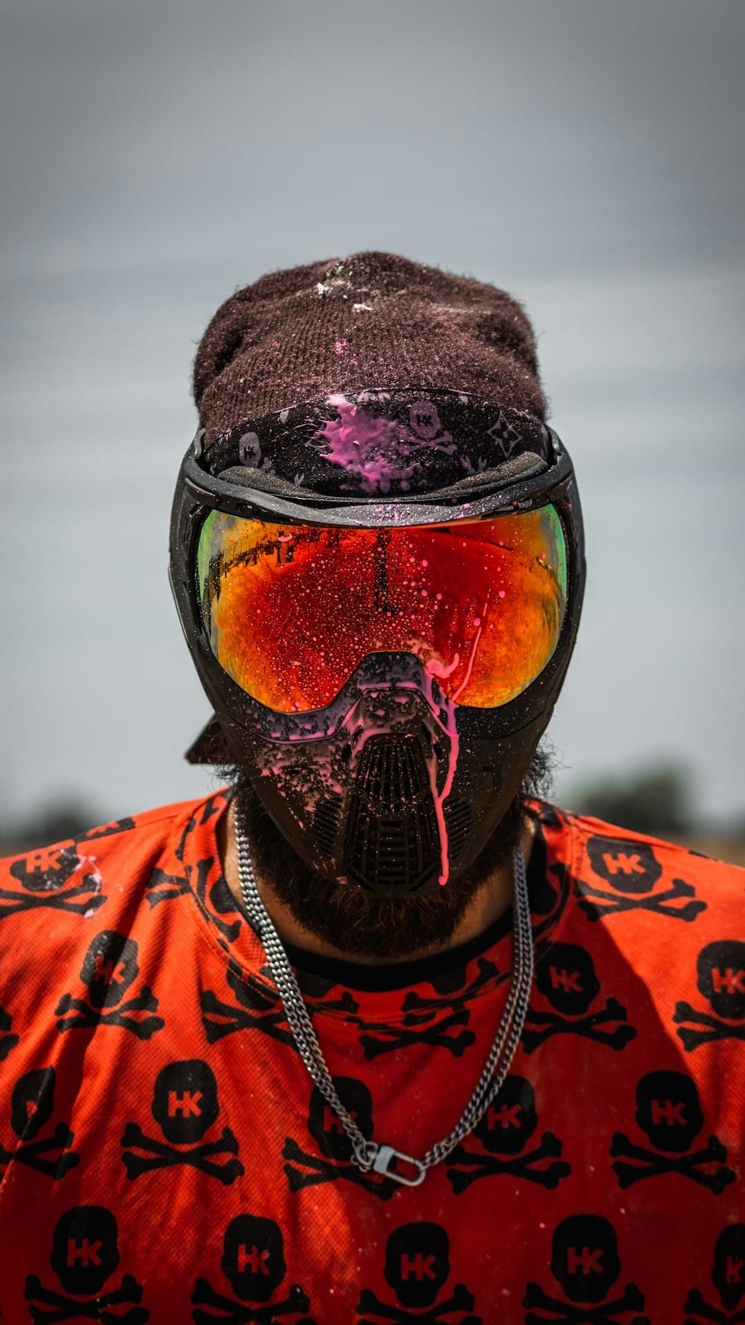 Player in red and black mask